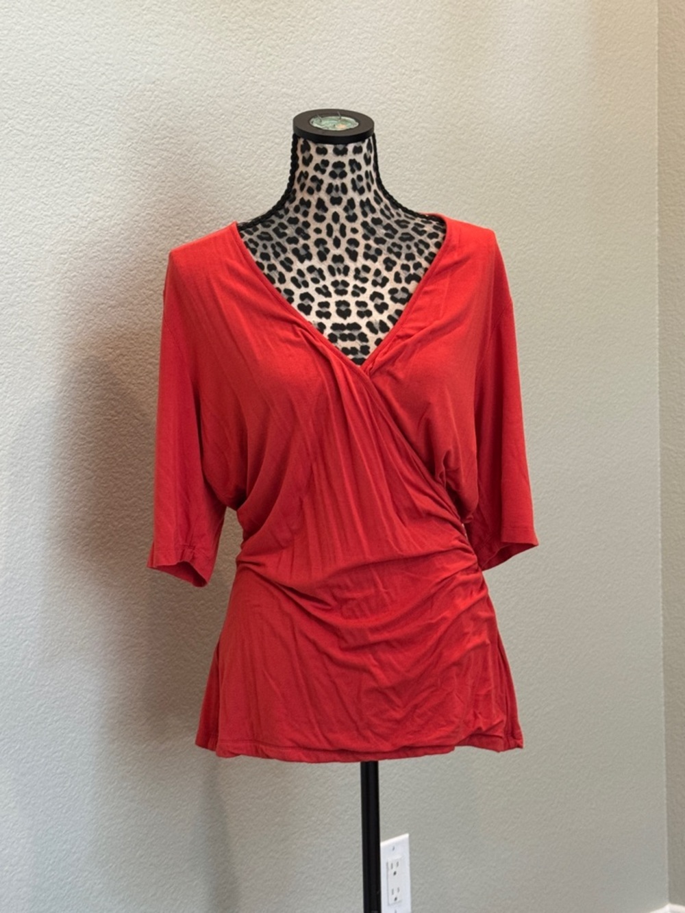 long tall sally Salmon Faux-Wrap V-Neck Blouse